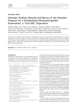 Unknown Tendons, Muscles and Nerves of the Shoulder: Proposal for a Standardized Ultrasound-Guided Examination, a “Mini GEL” Experience