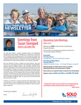 Solo Travelers Club Newsletter