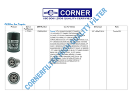 Oil Filter for Toyota -.:: Corner Filter