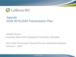 Agenda Draft 2019-2020 Transmission Plan