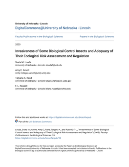 Invasiveness of Some Biological Control Insects and Adequacy of Their Ecological Risk Assessment and Regulation