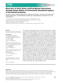 Mediated Interactions Through Phage Display of Intrinsically Disordered Regions of the Human Proteome Norman E