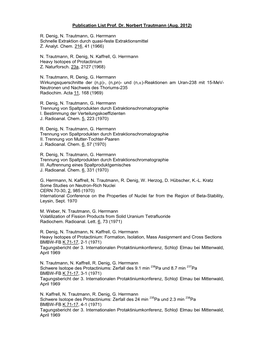 Publication List Prof. Dr. Norbert Trautmann (Aug