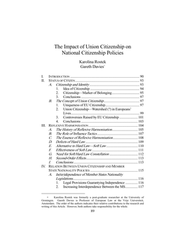 The Impact of Union Citizenship on National Citizenship Policies