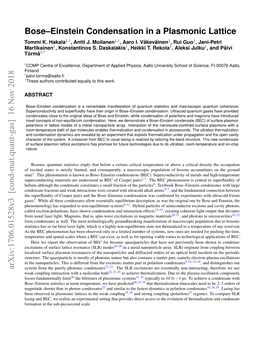 Bose-Einstein Condensation in a Plasmonic Lattice