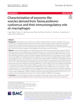 Characterization of Exosome-Like Vesicles Derived from Taenia