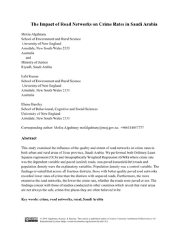 The Impact of Road Networks on Crime Rates in Saudi Arabia