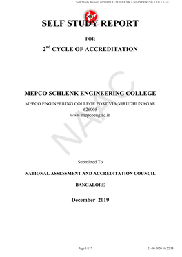 Self Study Report of MEPCO SCHLENK ENGINEERING COLLEGE