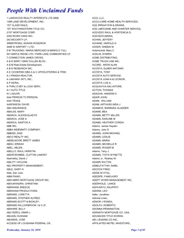 People with Unclaimed Funds