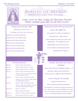 Lent 2016 at Our Lady of Charity Parish What Would You Like to Do This Lent?