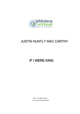 Justin Huntly Mac Carthy If I Were King