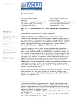 November 20, 2013 the Honorable Ron Wyden the Honorable Lisa Murkowski Chairman Ranking Member Committee on Energy & Natural