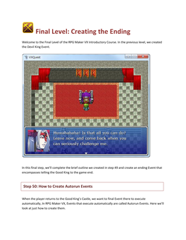 Final Level: Creating the Ending