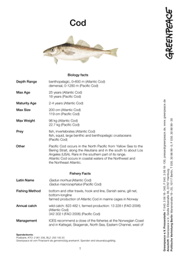 Gadus Macrocephalus (Pacific Cod)