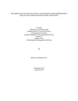 The Dissonance of Political Will and the Right for Comprehensive Sexual Education in Buenos Aires, Argentina