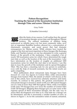 Pattern Recognition: Tracking the Spread of the Incarnation Institution Through Time and Across Tibetan Territory