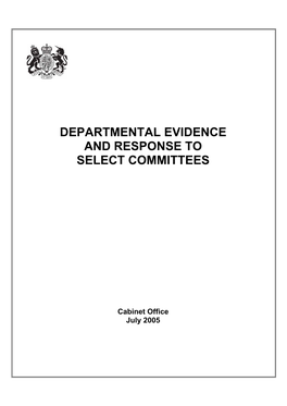 Departmental Evidence and Response to Select Committees