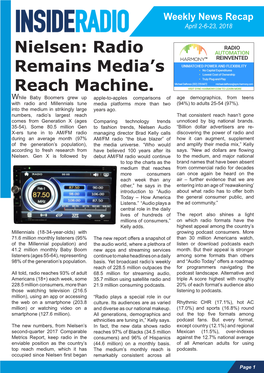 Nielsen: Radio Remains Media’S Reach Machine