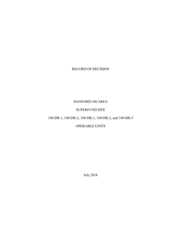 Record of Decision Hanford 100 Area Superfund Site 100