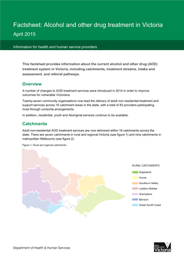 Factsheet: Alcohol and Other Drug Treatment in Victoria April 2015