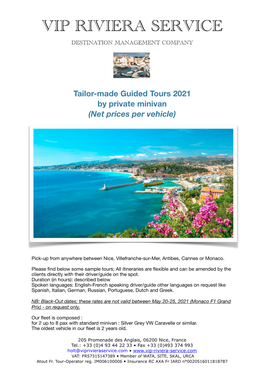 Tailor-Made Guided Tours 2021 by Private Minivan (Net Prices Per Vehicle)