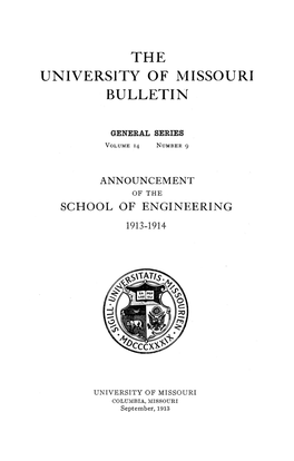 The University of Missouri Bulletin