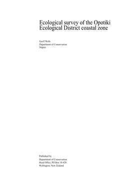 Ecological Survey of the Opotiki Ecological District Coastal Zone