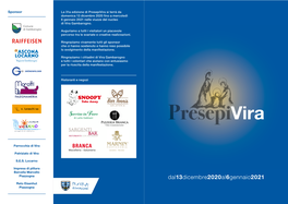 Programma Presepivira Espositori Presepivira 13 Dicembre 2020 – 6 Gennaio 2021 Edizione 2020 – 2021