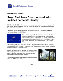 Royal Caribbean Group Sets Sail with Updated Corporate Identity