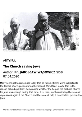 ARTYKUŁ the Church Saving Jews Author: Pr