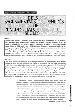 SAGRAIVIEIMTALS ML PENEDÈS |COM«Gcjis -DE L^Aiyit PEISIEDES BAIX Fil ÏIDIS 1