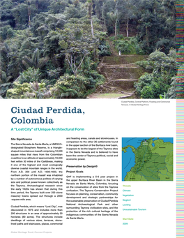 Ciudad Perdida, Colombia a “Lost City” of Unique Architectural Form