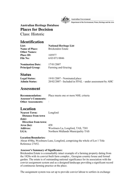 Brickendon Estate Other Names: Place ID: 105977 File No: 6/03/071/0046