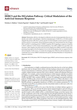 HERC5 and the Isgylation Pathway: Critical Modulators of the Antiviral Immune Response