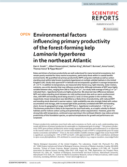 Environmental Factors Influencing Primary Productivity of The