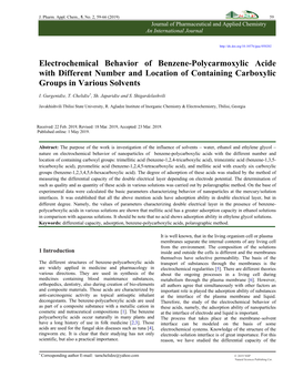 Electrochemical Behavior of Benzene-Polycarmoxylic Acide with Different Number and Location of Containing Carboxylic Groups in Various Solvents