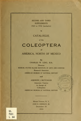 Catalogue of the Coleoptera of America, North of Mexico