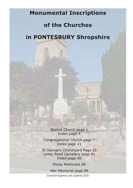 Monumental Inscriptions of the Churches in PONTESBURY