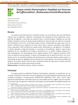 Hymenoptera: Vespidae) Em Lavouras De Coﬀ Ea Arabica L