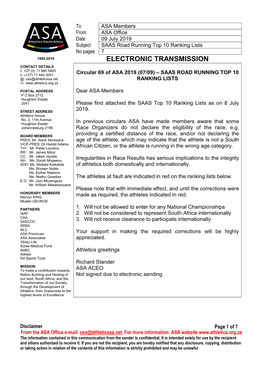 Circular 69 of ASA 2019 07.09 – SAAS ROAD RUNNING TOP 10