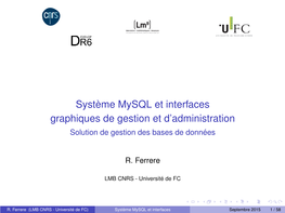 Système Mysql Et Interfaces Graphiques De Gestion Et D’Administration Solution De Gestion Des Bases De Données