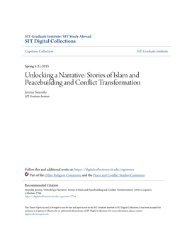 Stories of Islam and Peacebuilding and Conflict Transformation Jeremy Sinensky SIT Graduate Institute