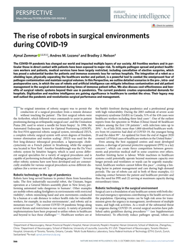 The Rise of Robots in Surgical Environments During COVID-19