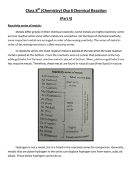 Chemistry) Chp 6 Chemical Reaction (Part 4)