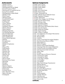 Achievements Optional Assignments