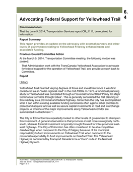 Advocating Federal Support for Yellowhead Trail 4