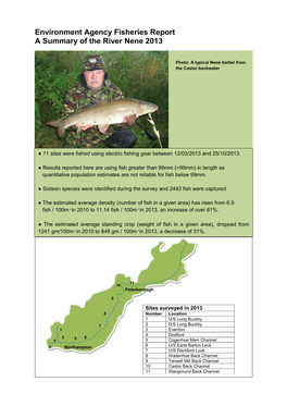 Environment Agency Fisheries Report a Summary of the River Nene 2013