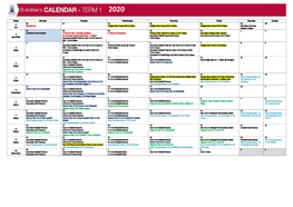 Scissa Calendar – Term 1, 2011