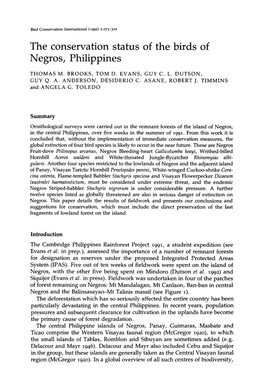 The Conservation Status of the Birds of Negros, Philippines