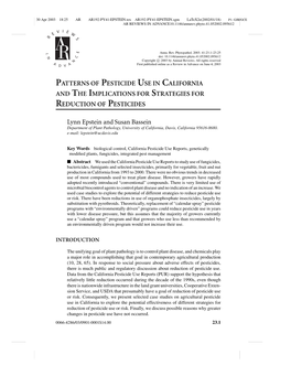 Patterns of Pesticide Use in California and the Implications for Strategies for Reduction of Pesticides